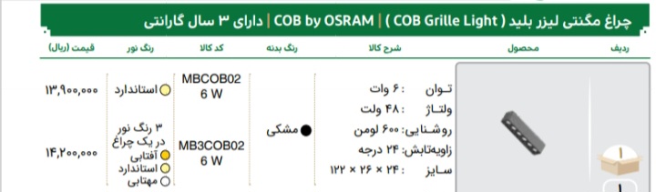 چراغ ریلی مگنتی لیزر بلید 6 وات 4m